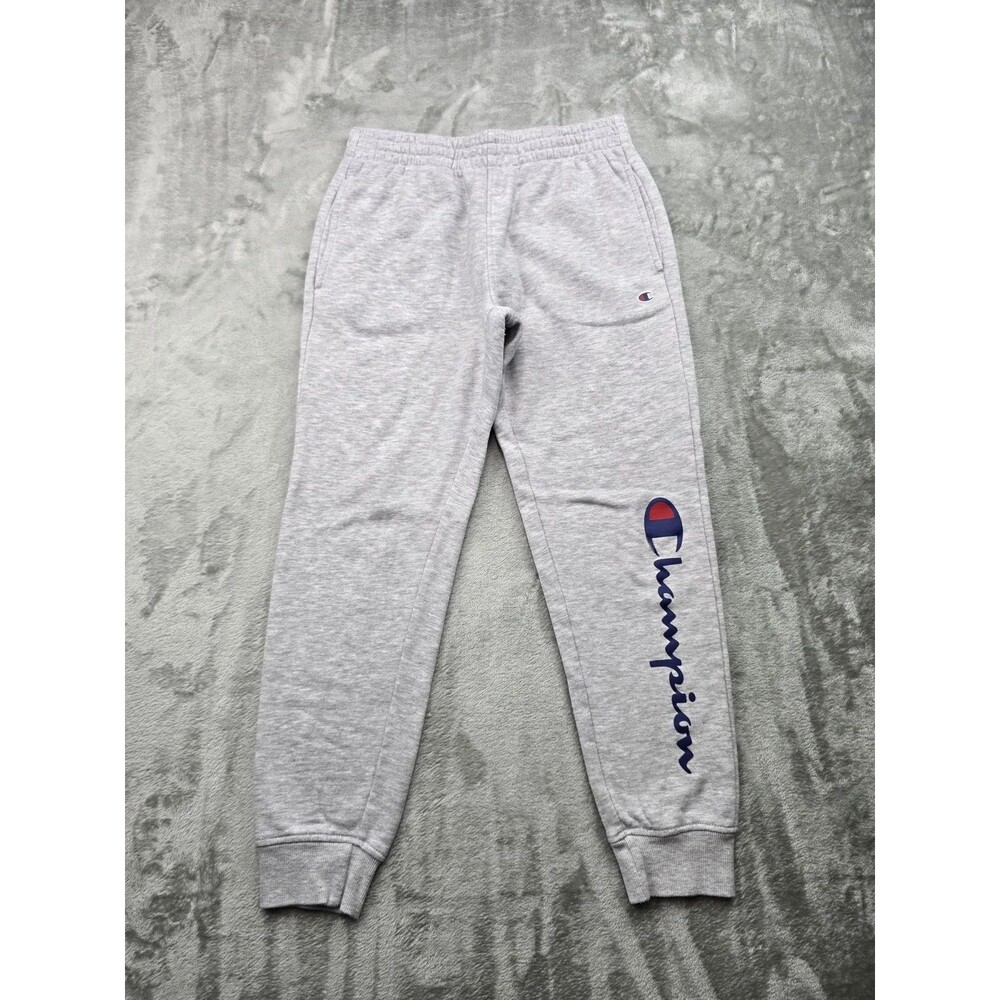 Champion Boys Jogger Sweatpants Size M 10/12 Gray Fleece Logo Athletic Pants